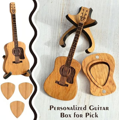 🎸100% Handmade Mini Cute Edition Wooden Guitar Plectrum Case