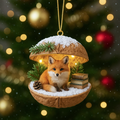 🌰🎄Woodland Friends Walnut Shell Ornament