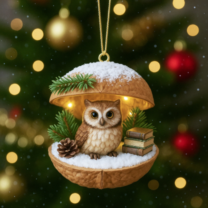 🌰🎄Woodland Friends Walnut Shell Ornament