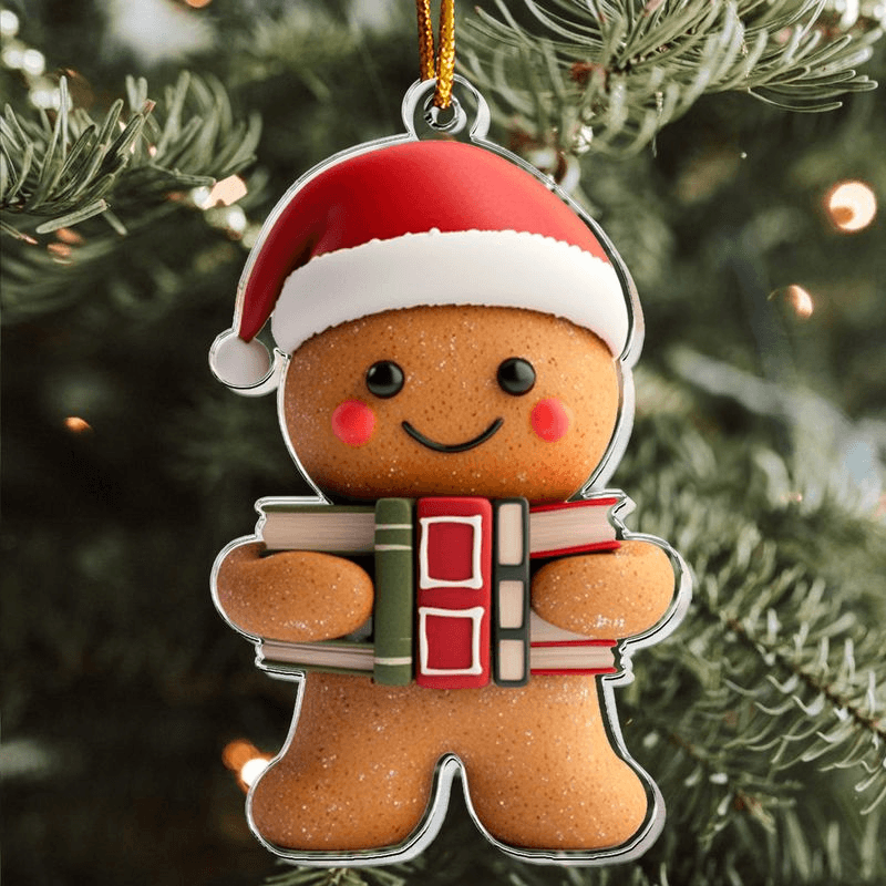Gingerbread Personalized Acrylic Ornament - Christmas Gift For Book Lovers