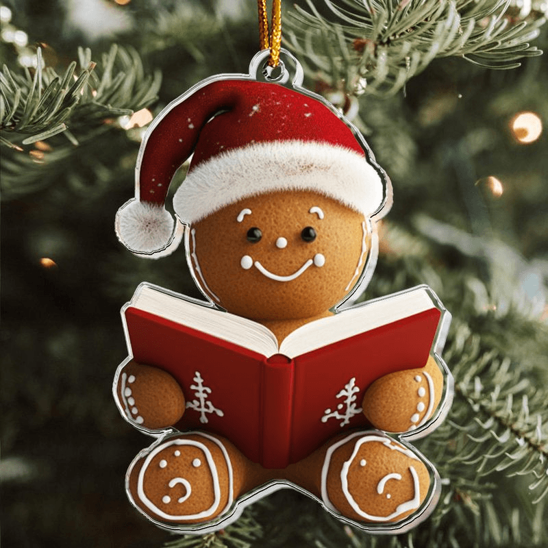 Gingerbread Personalized Acrylic Ornament - Christmas Gift For Book Lovers
