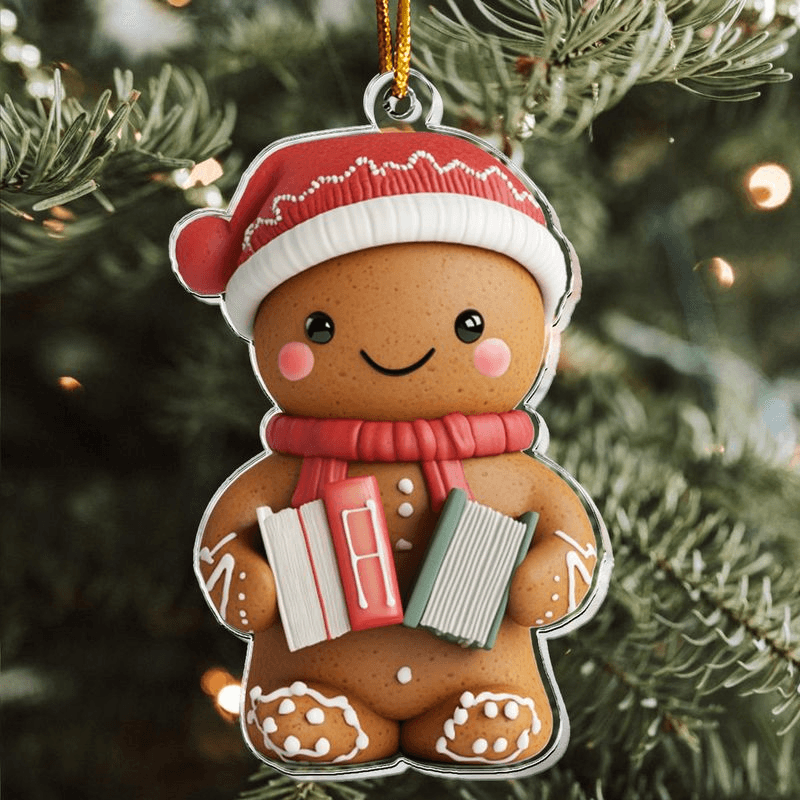 Gingerbread Personalized Acrylic Ornament - Christmas Gift For Book Lovers