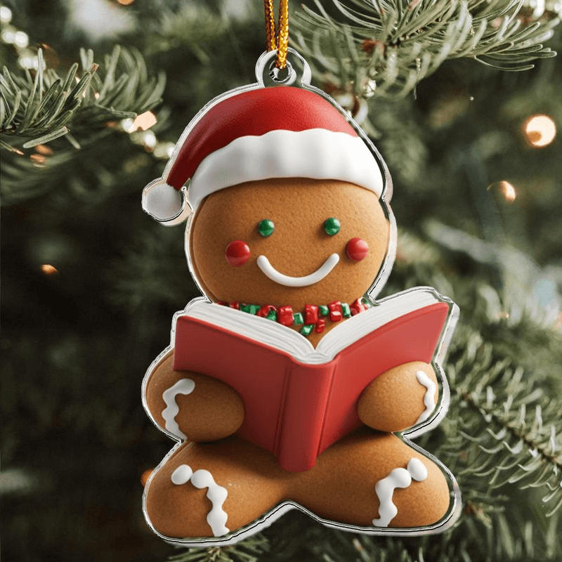 Gingerbread Personalized Acrylic Ornament - Christmas Gift For Book Lovers