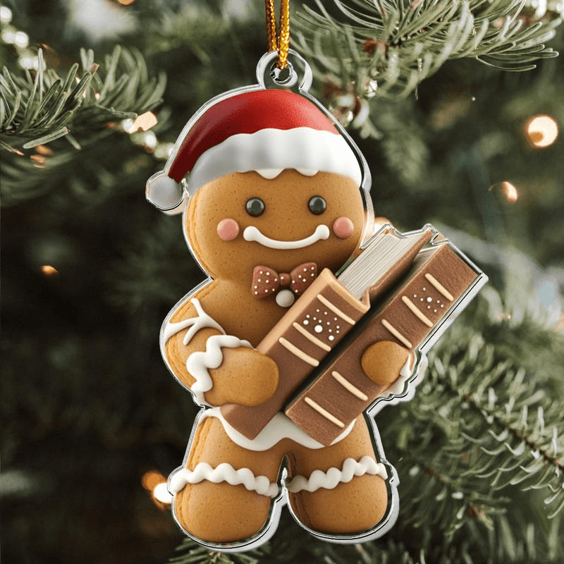 Gingerbread Personalized Acrylic Ornament - Christmas Gift For Book Lovers