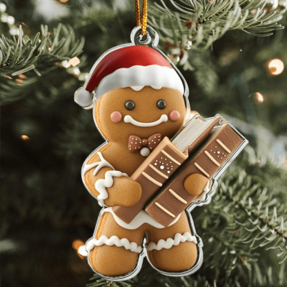 Gingerbread Personalized Acrylic Ornament - Christmas Gift For Book Lovers