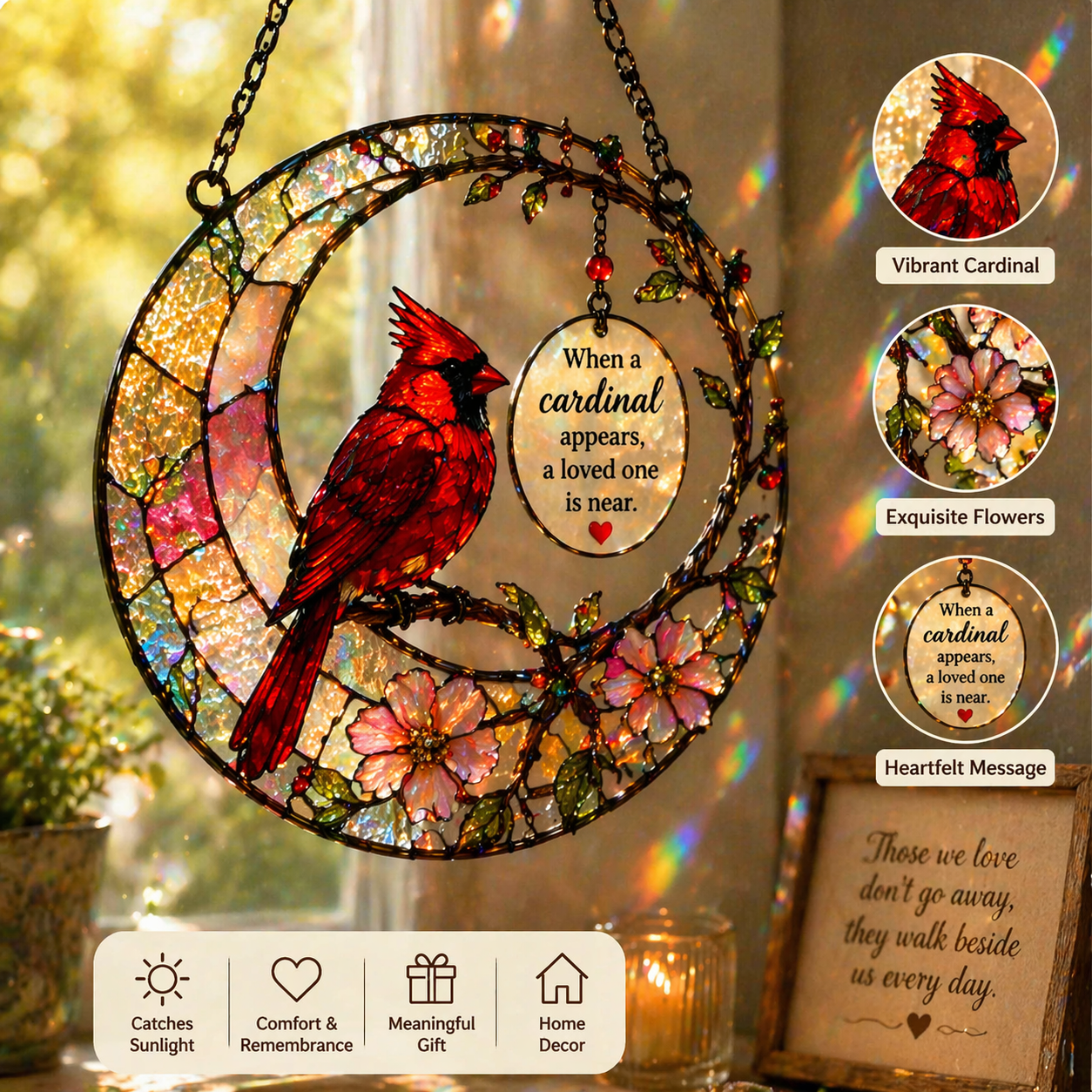 ❤️ Cardinal Memorial Stained Glass Suncatcher