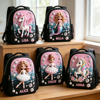 Personalized Princess Glitter Backpack Set