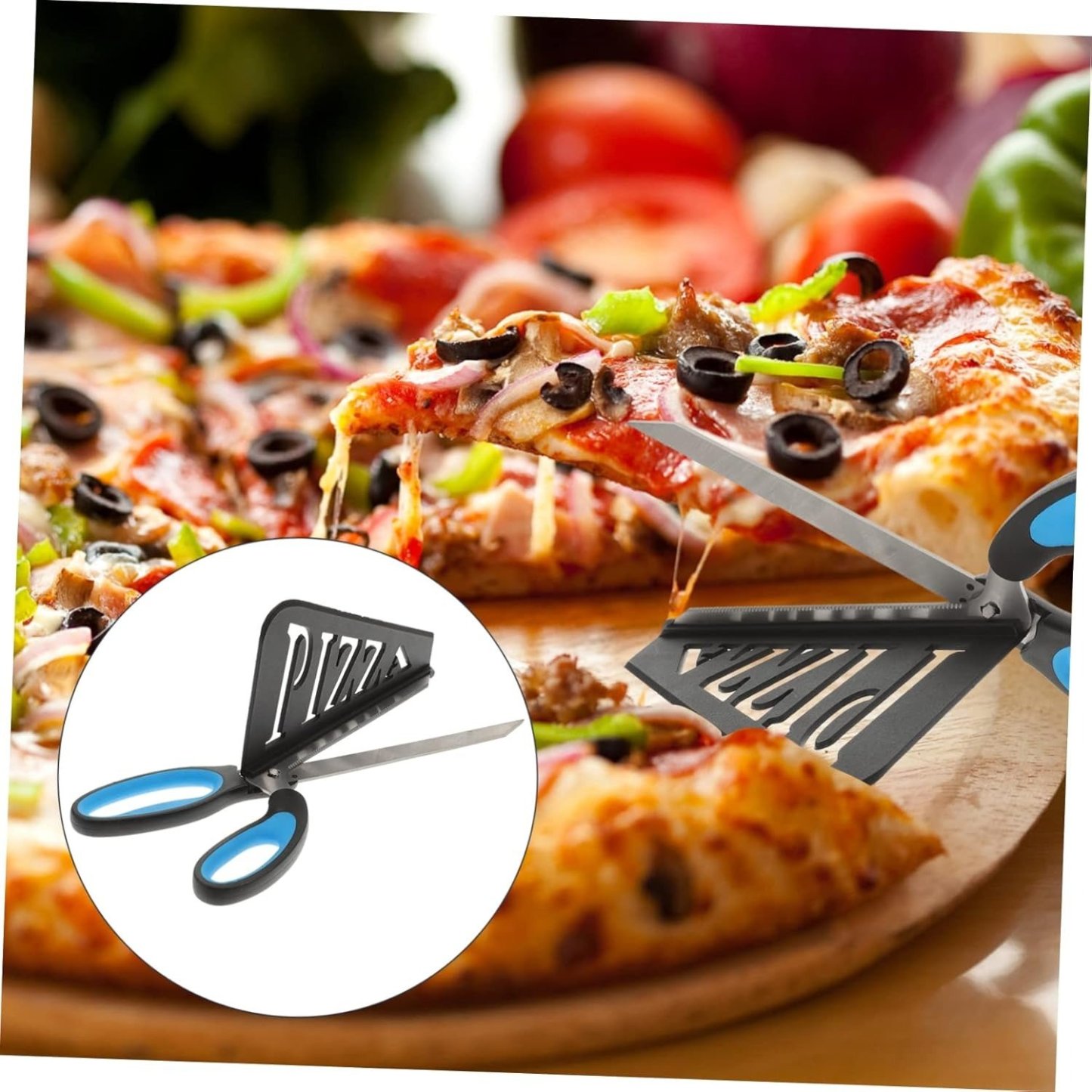 🍕✂️Stainless Steel Pizza Scissor, Non-Stick Pizza with Firm Grip Base, Grade Pizza,Slicer & Pizza Server