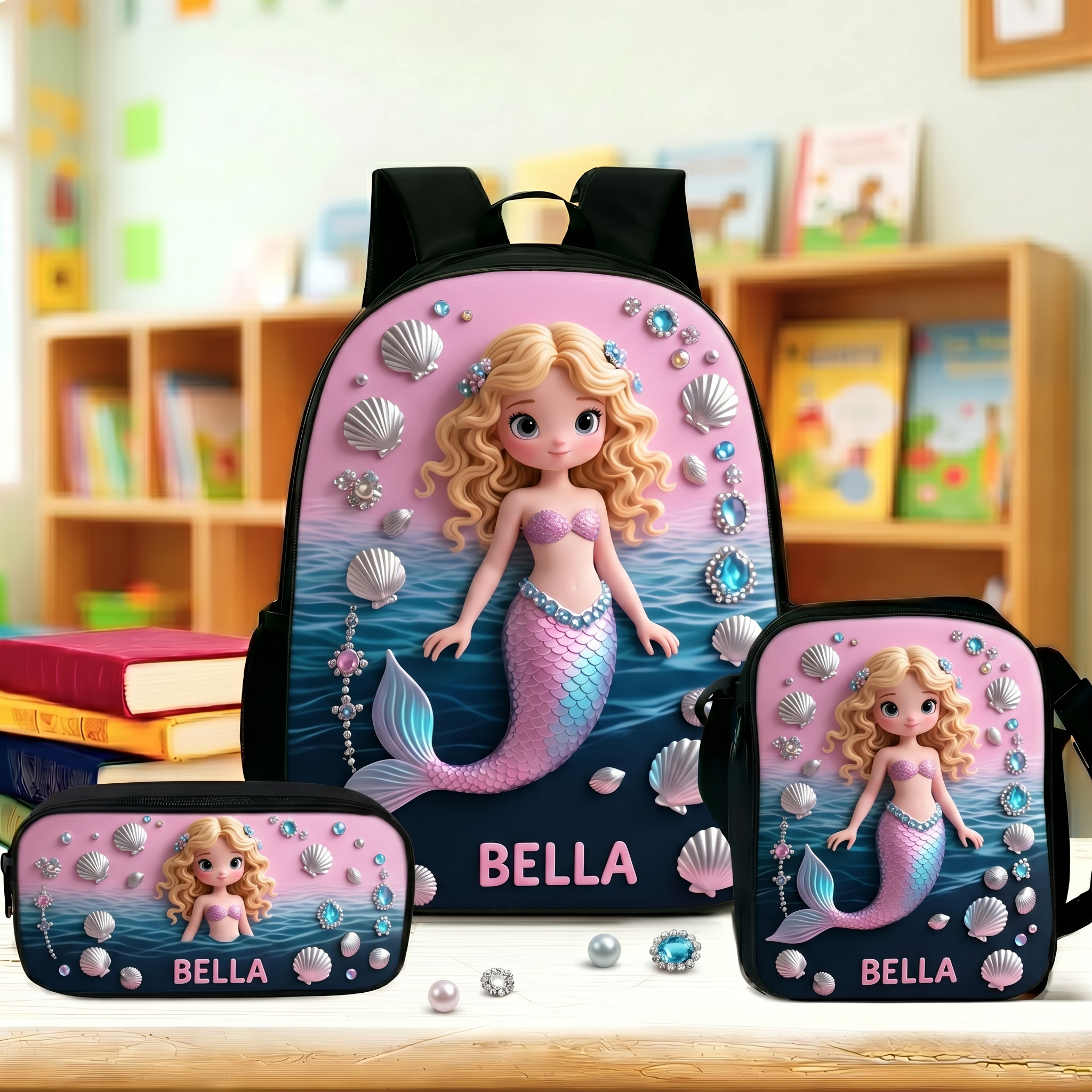 Personalized Princess Glitter Backpack Set