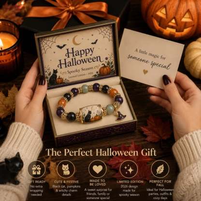 🔥LAST DAY 50% OFF👻Limited Edition 2026 Halloween Black Cat Pumpkin Beaded Bracelet Gift Set🎁