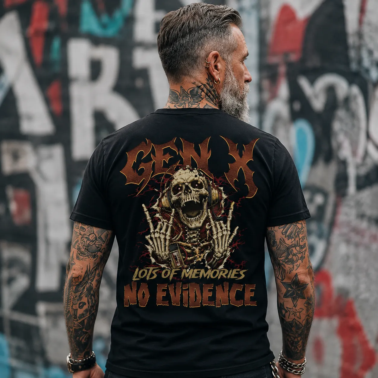 Personalization Year Gen X T Shirt, Vintage Heavy Metal Skull Tee, Lots of Memories No Evidence T-Shirt , Generation X T-shirt For Women For Men
