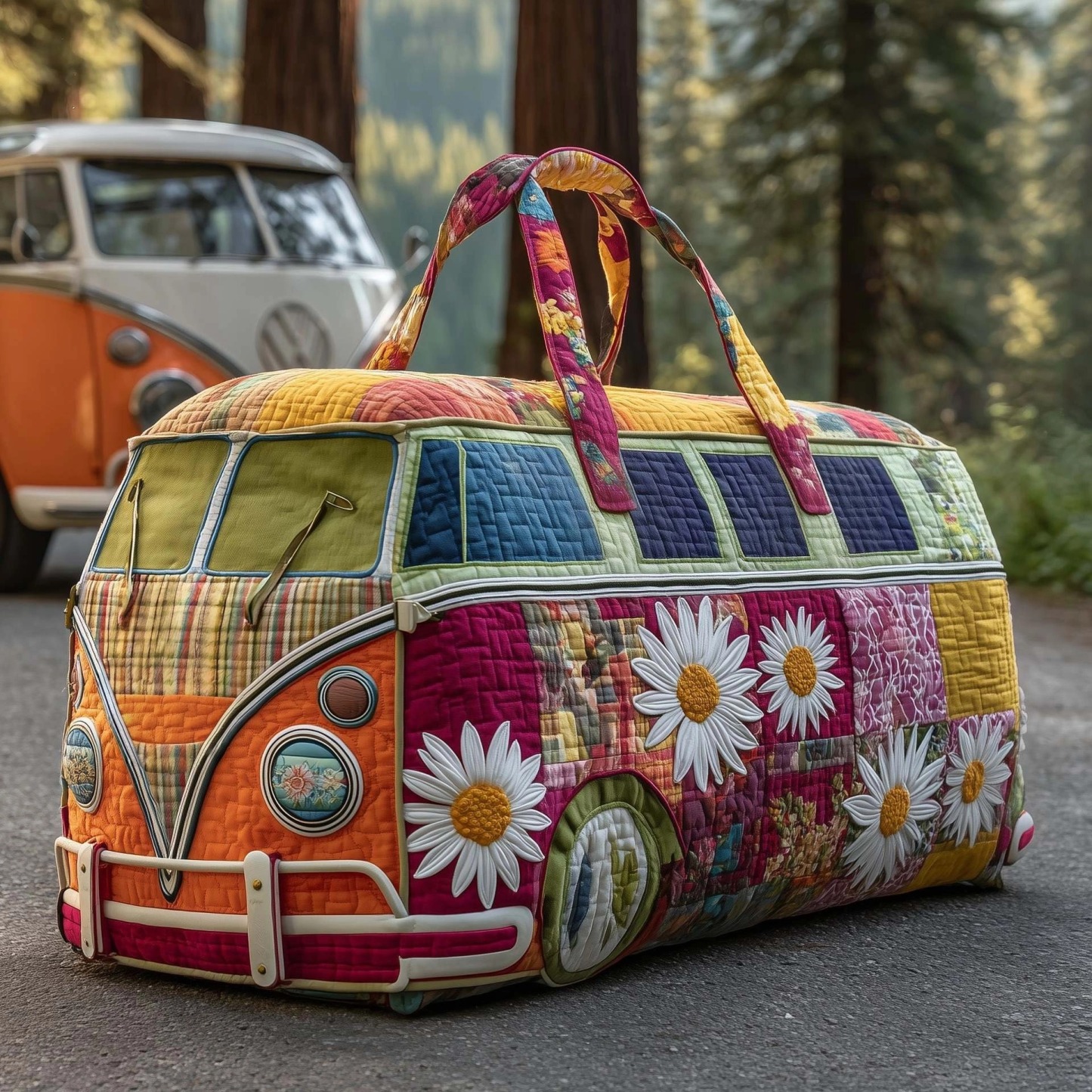 New Year Flash Sale 50% OFF - Hippie Van Quilted Duffle Bag