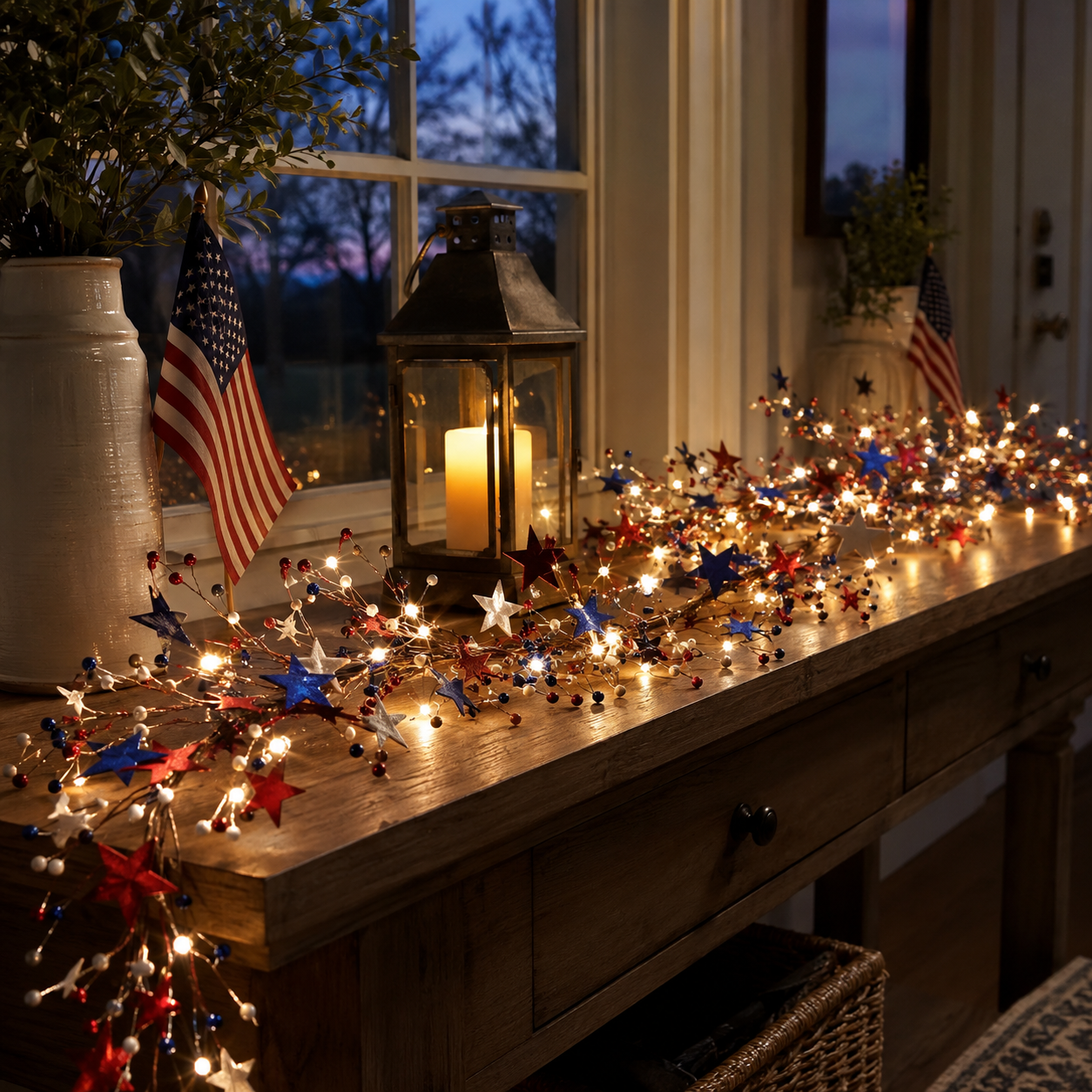 Fourth of July Garland Patriotic Lights