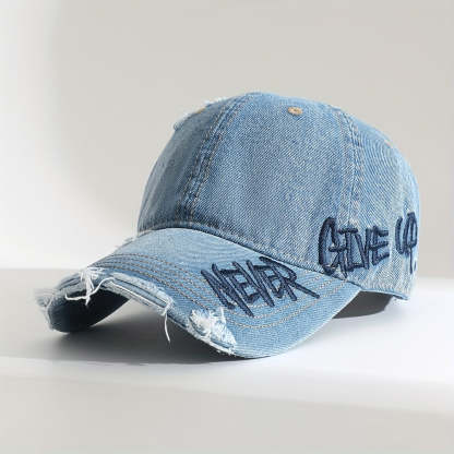 Never Give Up Distressed Cap