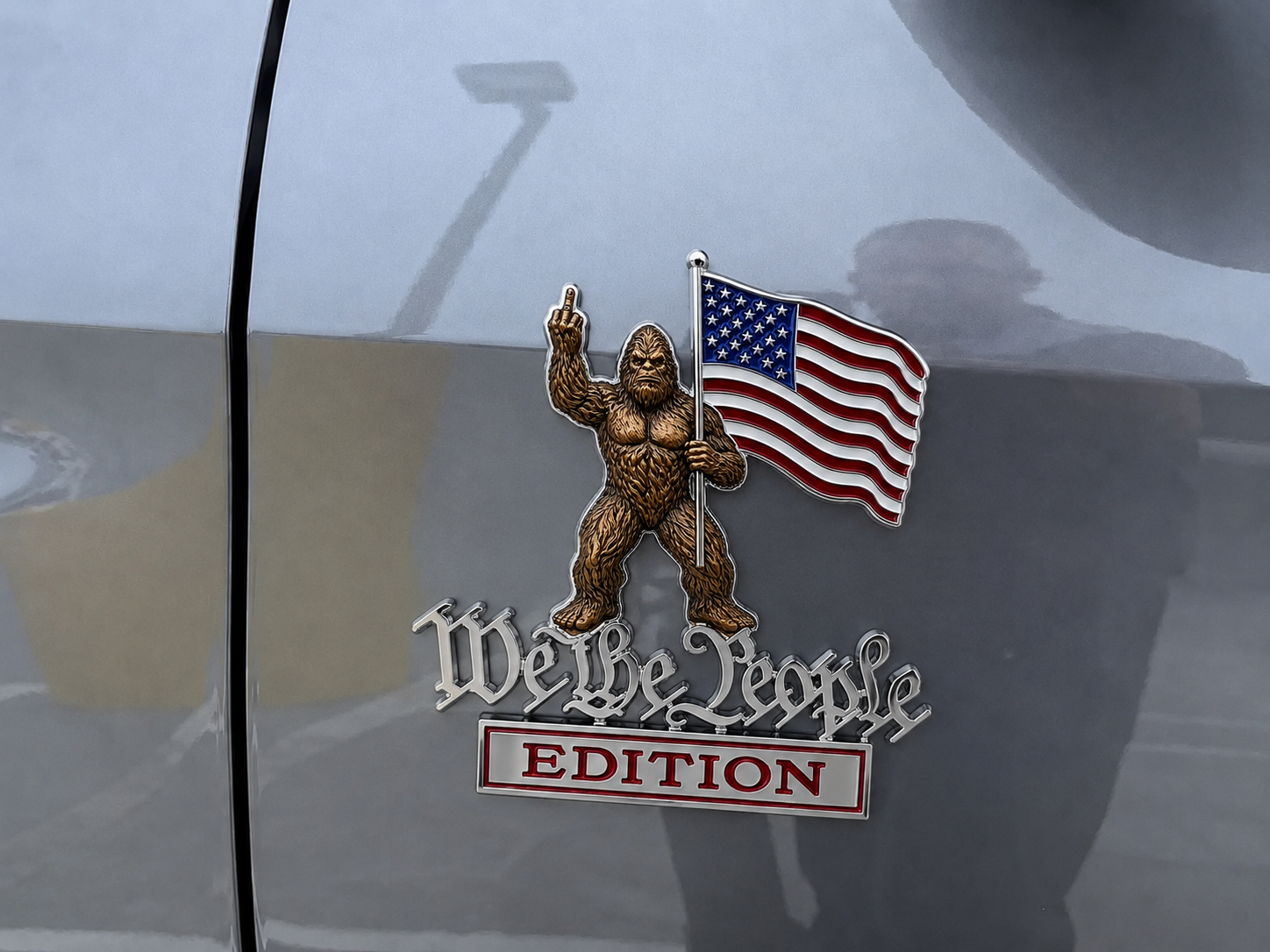 🔥Father's Day Hot Sale👣BigFoot We The People Patriot Flag Edition Car Emblem Metal Decorative Badge- Made in USA