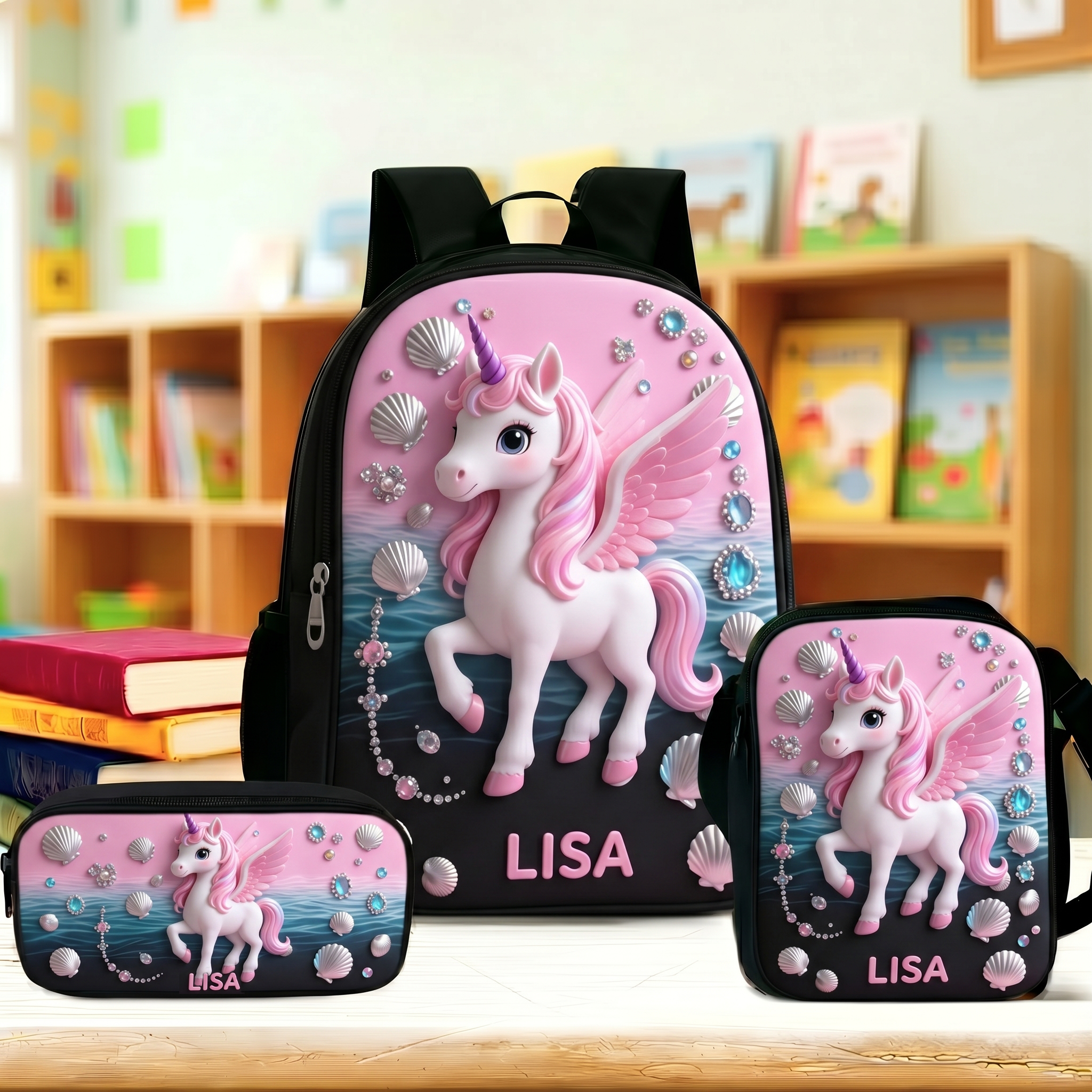 Personalized Princess Glitter Backpack Set
