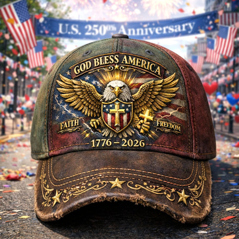 Patriotic Eagle Baseball Cap – “God Bless America” 250th Anniversary H