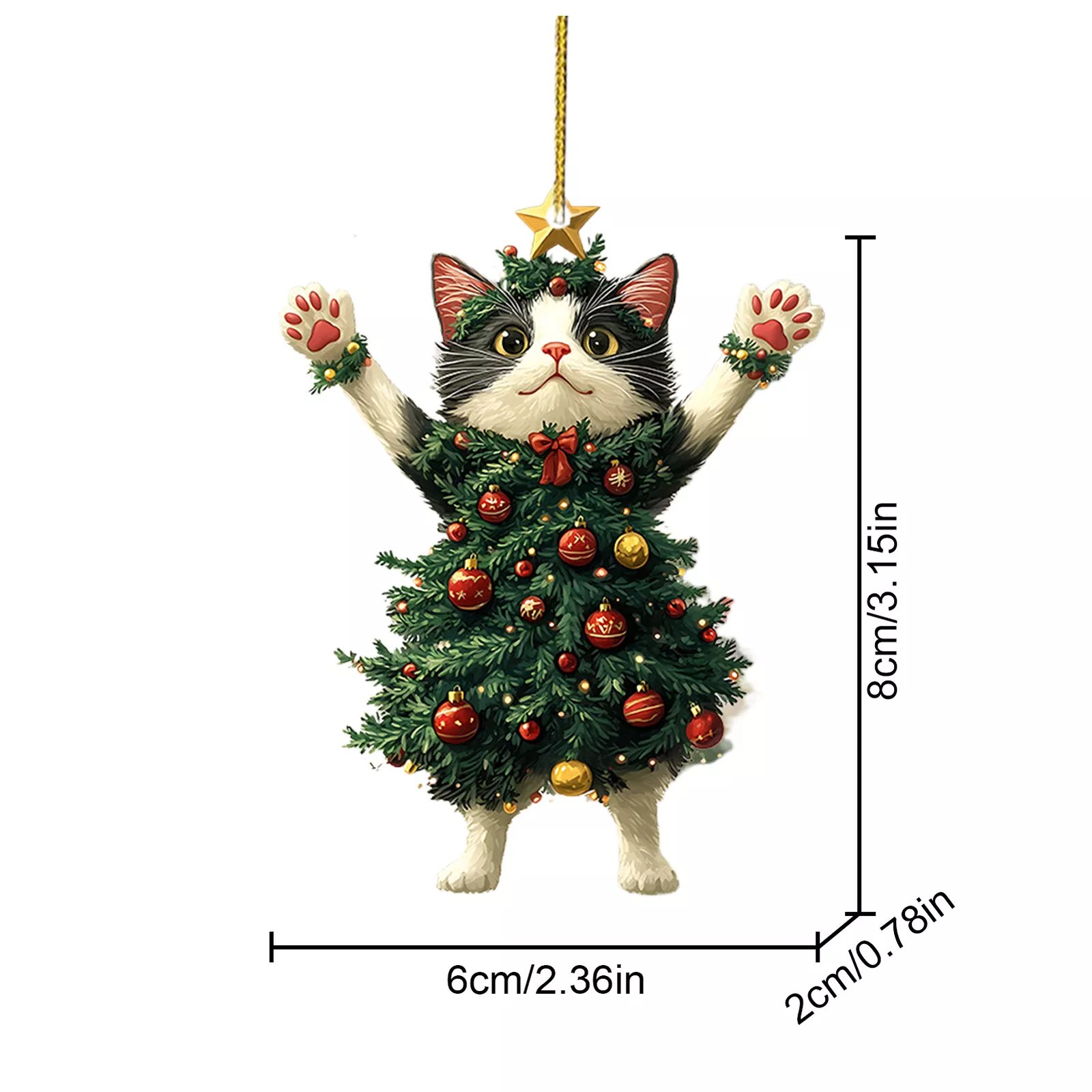 Funny Black and White Cats Christmas Ornament