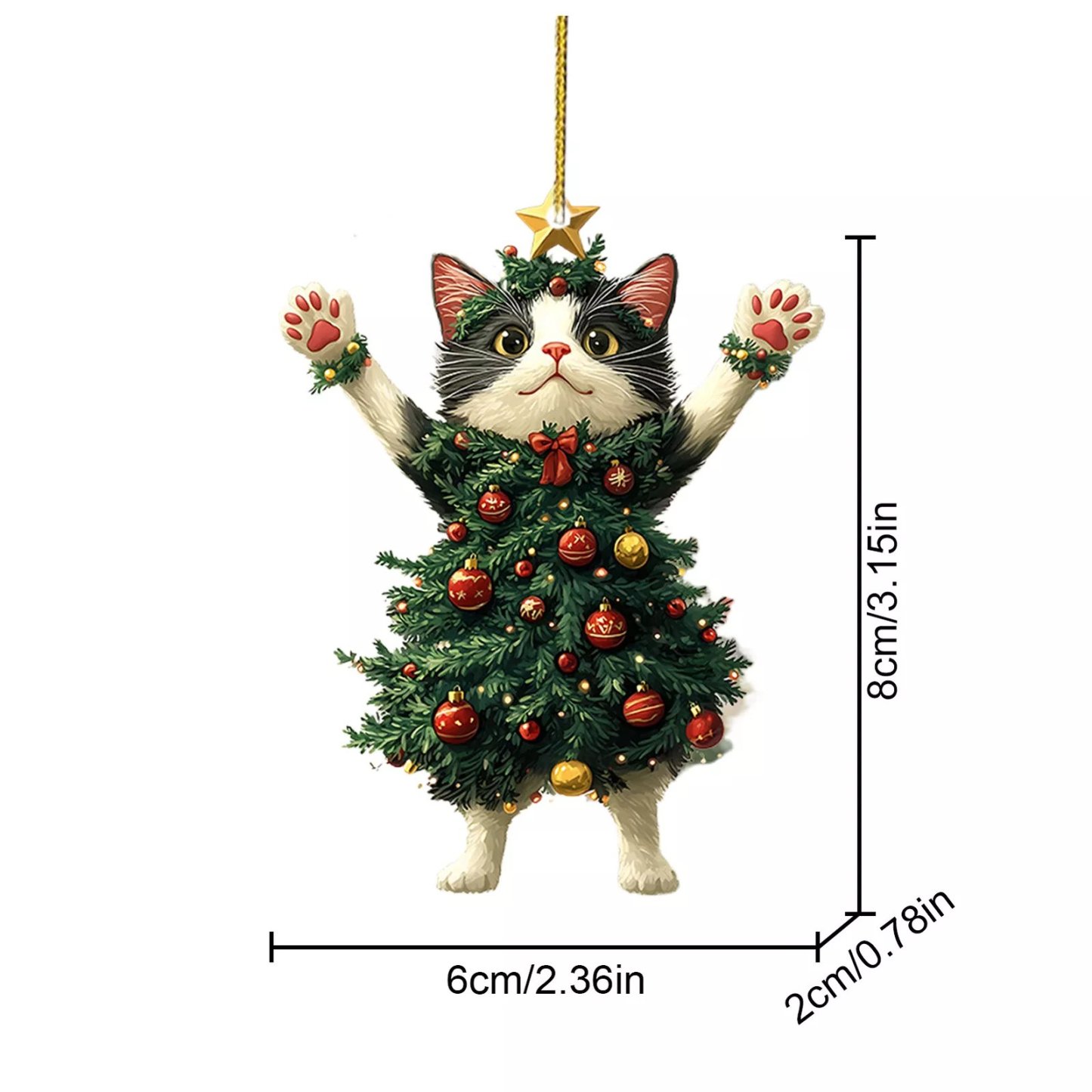 Funny Black and White Cats Christmas Ornament
