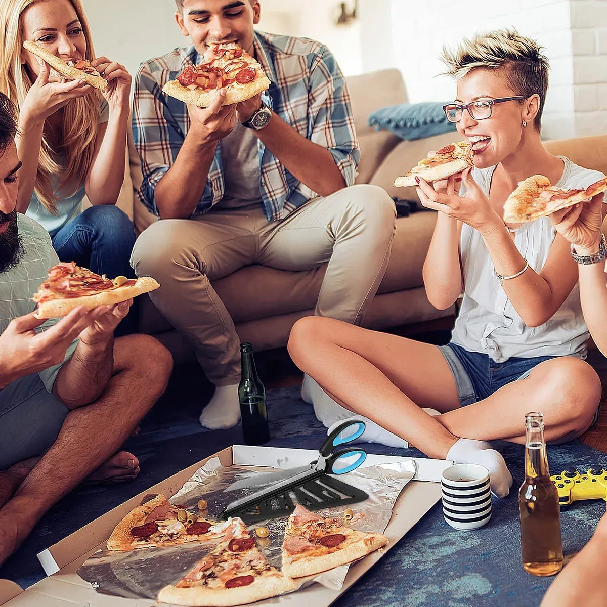 🍕✂️Stainless Steel Pizza Scissor, Non-Stick Pizza with Firm Grip Base, Grade Pizza,Slicer & Pizza Server