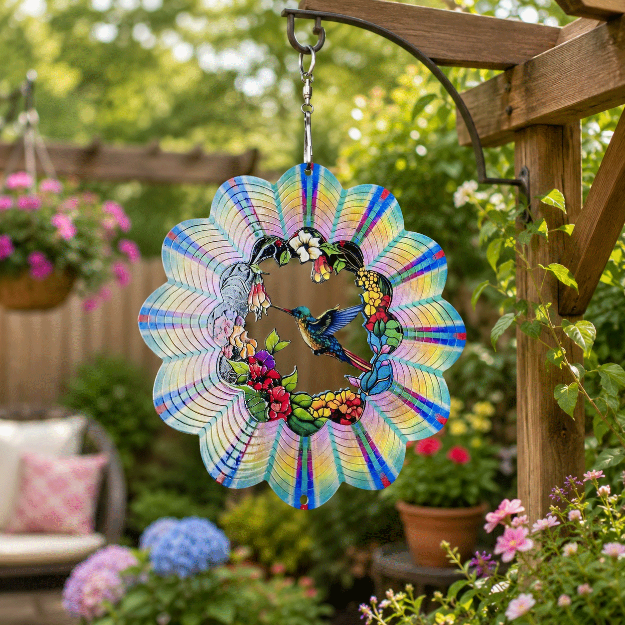 Hummingbird Wind Spinner – Rainbow Garden Hanging Ornament
