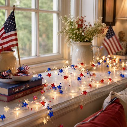 Fourth of July Garland Patriotic Lights