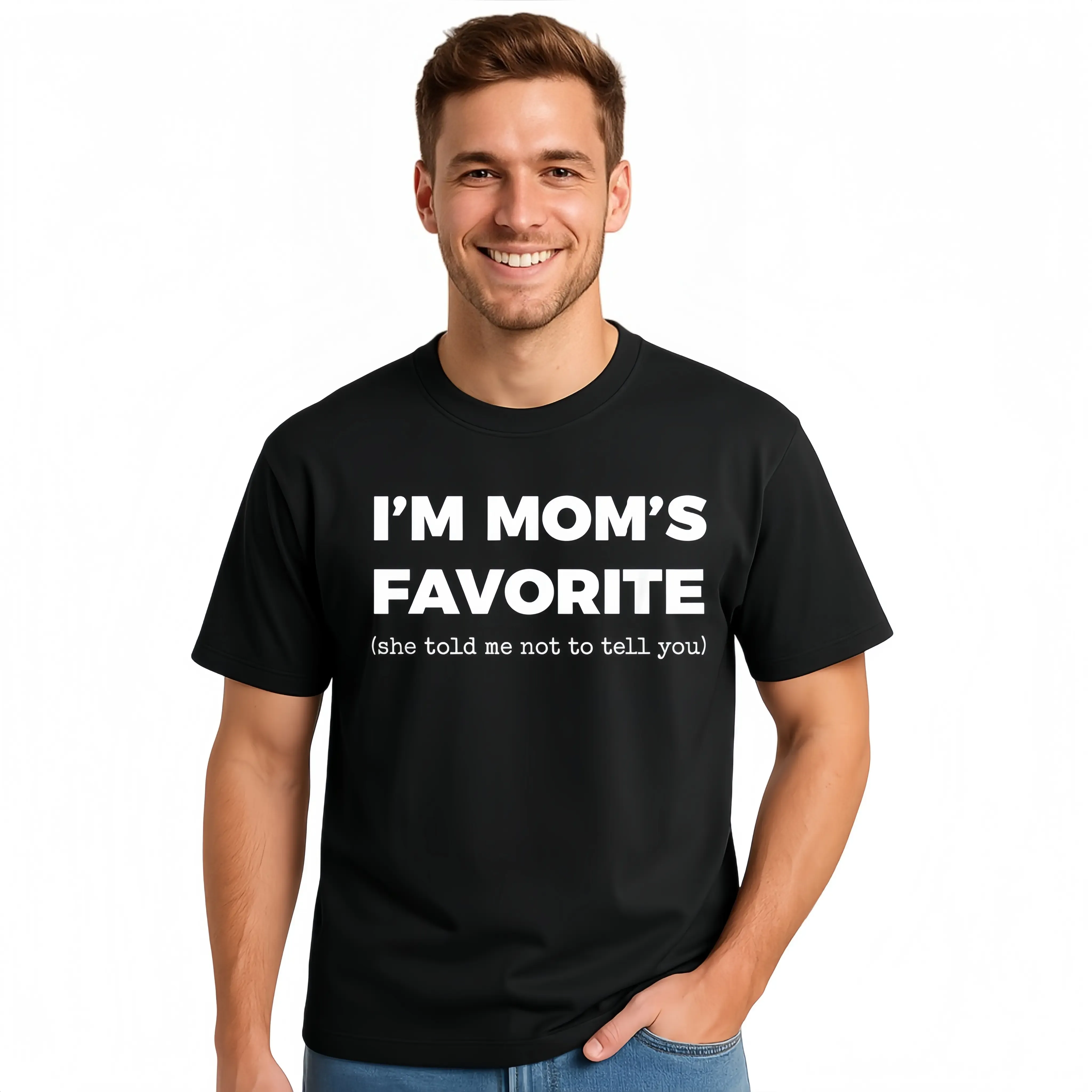 Funny Moms Favorite Son Daughter I'm Mom's Favorite T-Shirt Family Party Wear