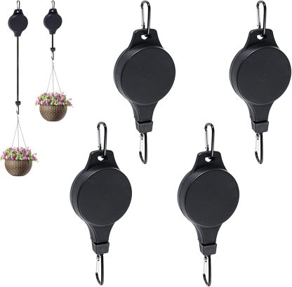 Plant Pulley Retractable Hanger For Garden Baskets Pots, Birds Feeder