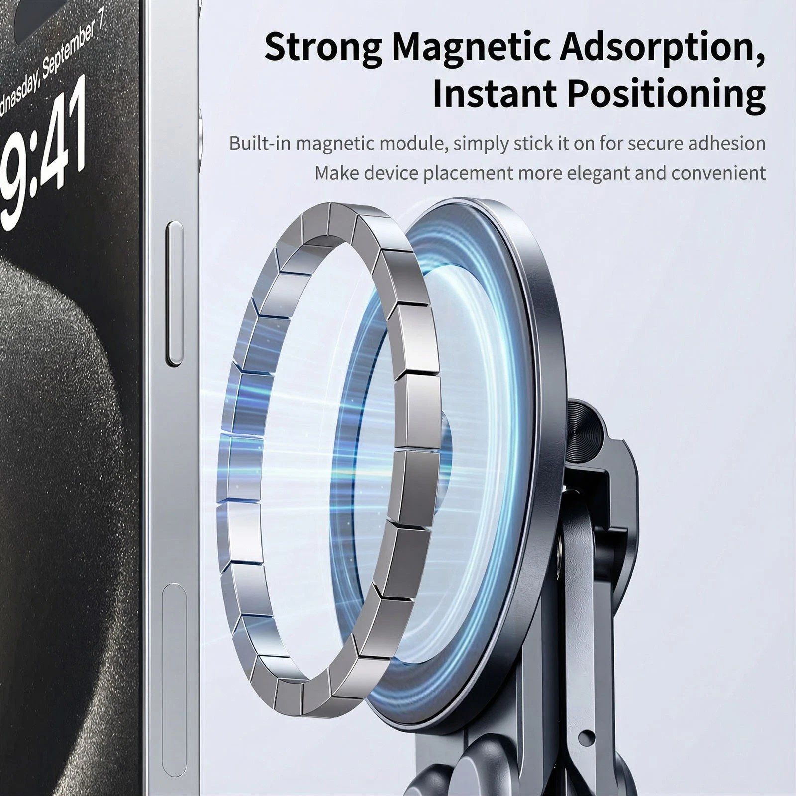 Adjustable Aluminum Laptop Stand with Integrated Magnetic Phone Holder | Portable & Foldable Desktop Riser for Laptops and Tablets