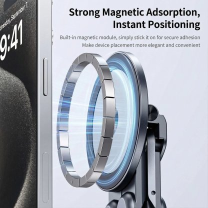 Adjustable Aluminum Laptop Stand with Integrated Magnetic Phone Holder | Portable & Foldable Desktop Riser for Laptops and Tablets