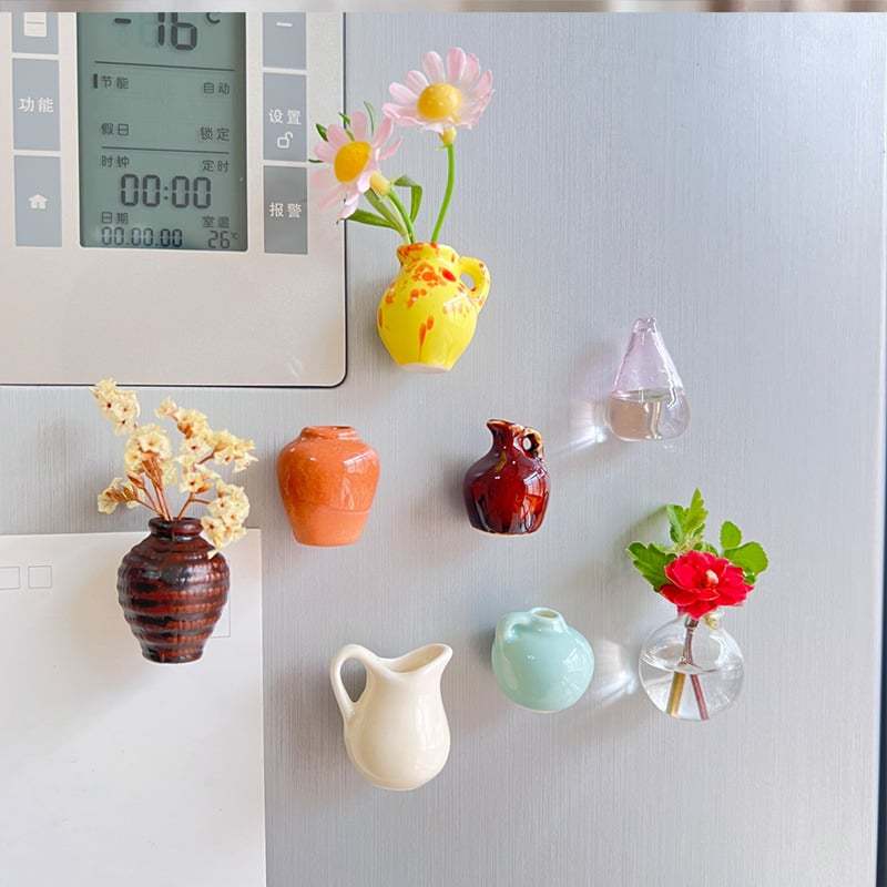 🌸🏺Handmade Mini Ceramic Vase – Refrigerator Magnet | Decorative Flower Vase for Home | 30% Off🌸