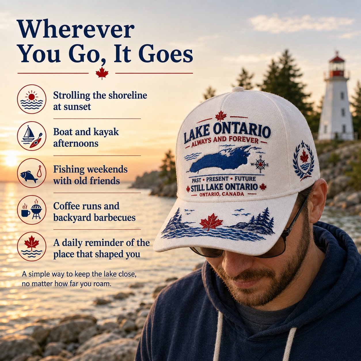  🍁Lake Ontario · Always and Forever — The Cap That Carries Your Lake Story (🧢100% Cotton)