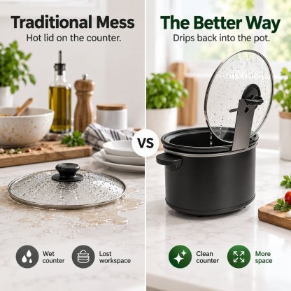 🔥HOT SALE 48% OFF - 🍳Multifunctional Anti-Slip Cooker Lid Stand - Space-Saving Kitchen Counter Organizer