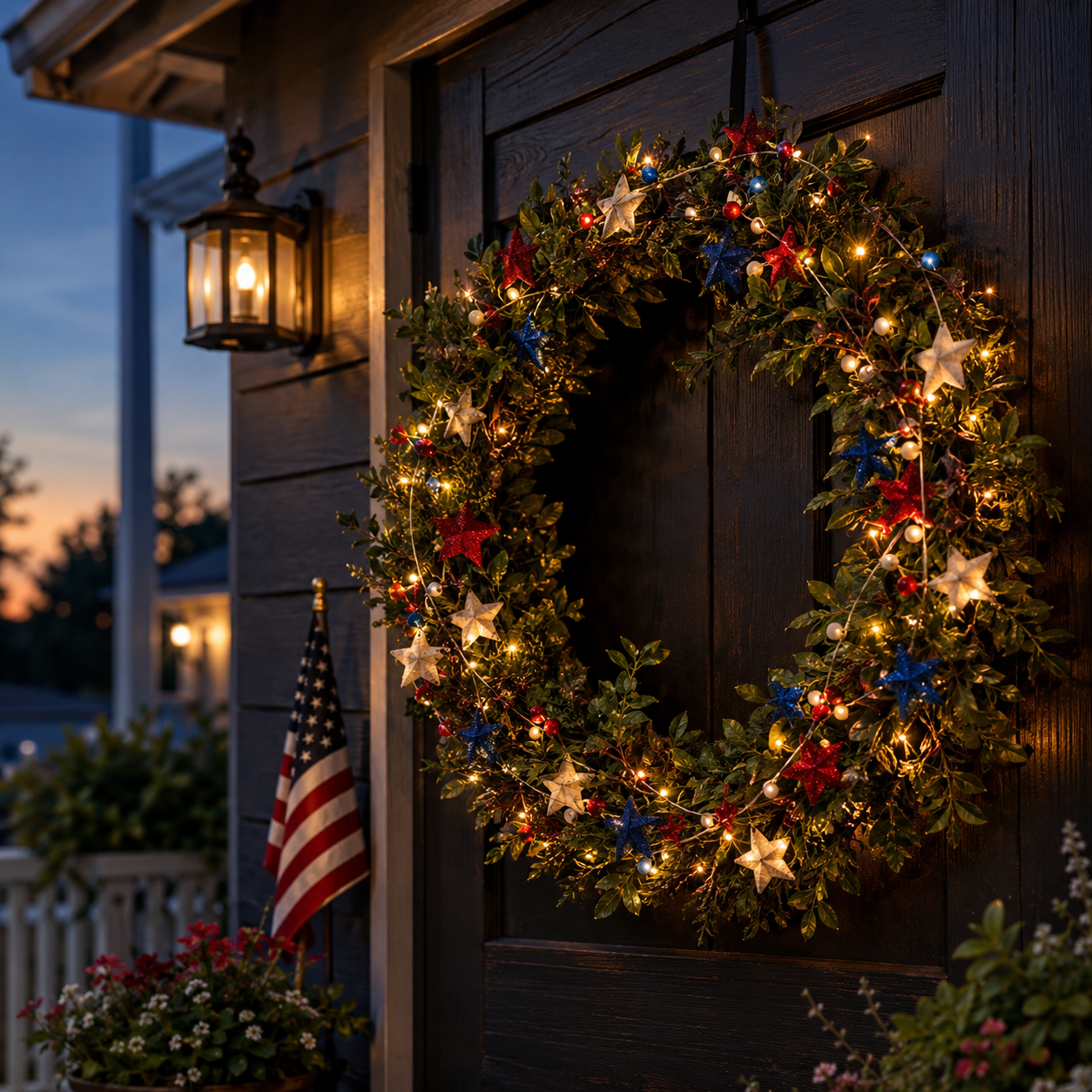 Fourth of July Garland Patriotic Lights