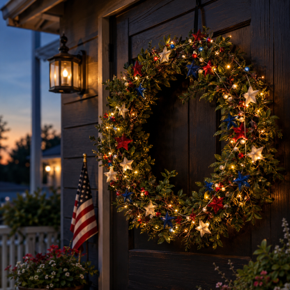 Fourth of July Garland Patriotic Lights