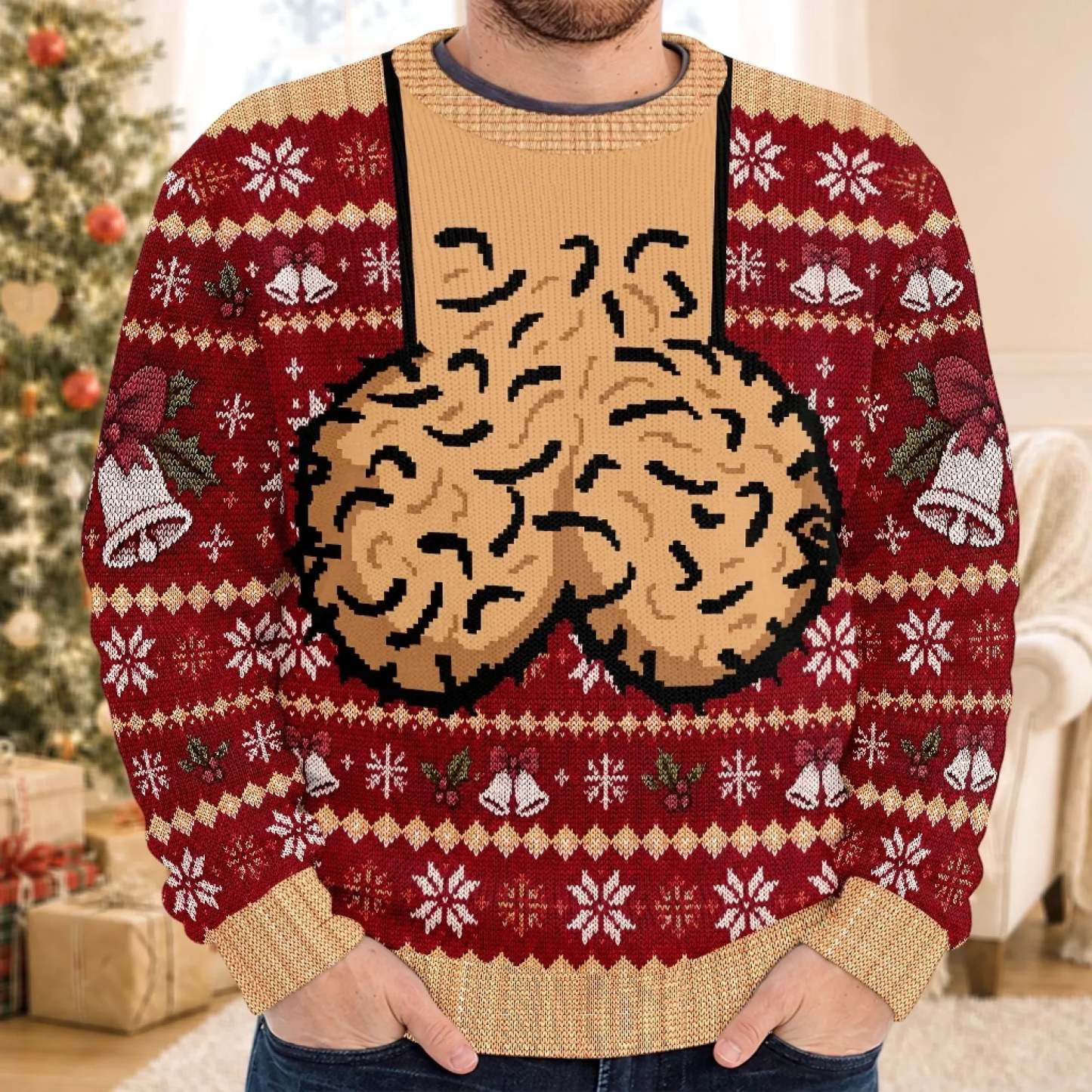 Custom Funny Ugly Sweatshirt - Personalized Christmas Birthday Gifts For Husband, Son, Grandson, Brother, Grandpa, Dad, Yourself - Jingle Balls All The Way Today