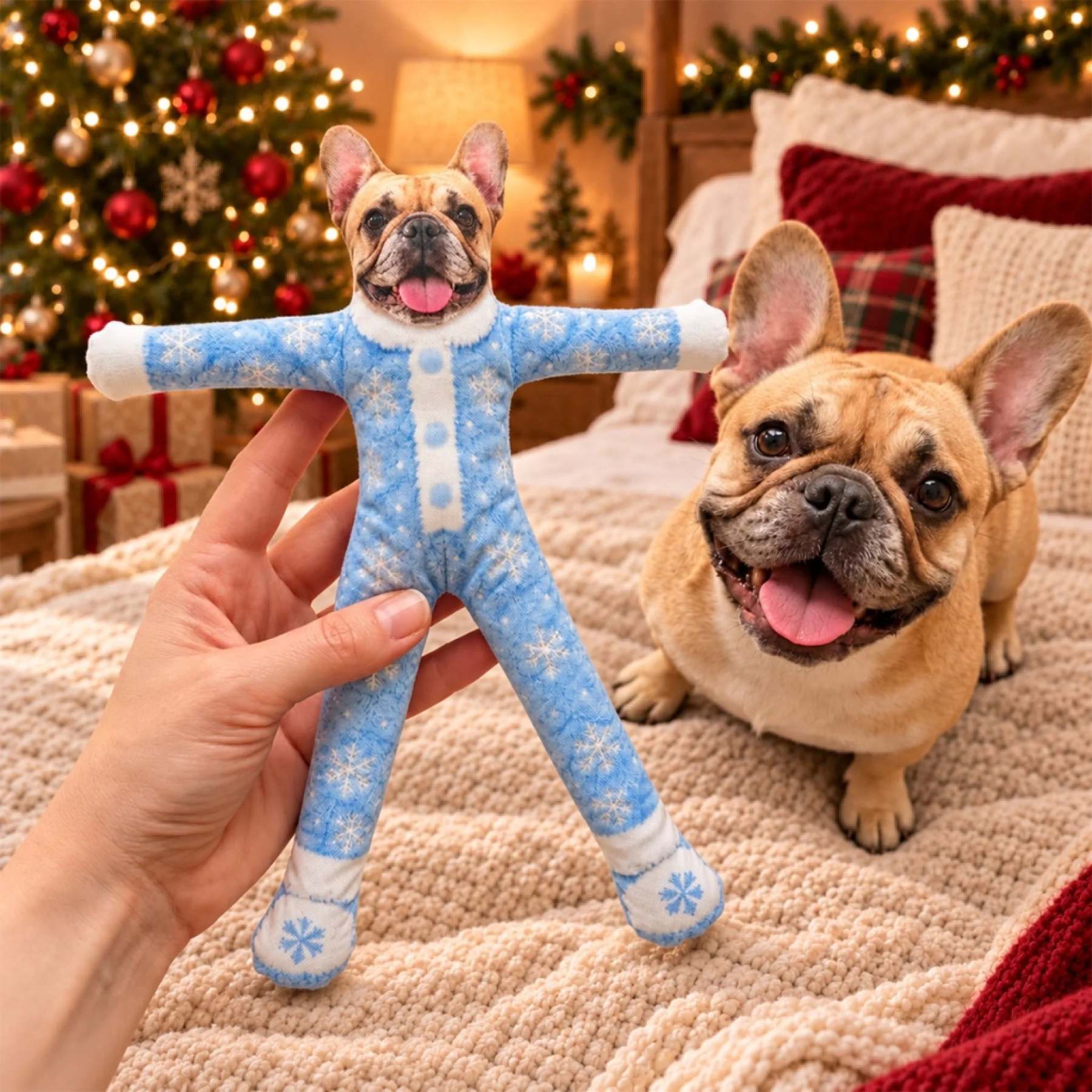 Custom Funny Pet Photo Christmas Plush Doll Gifts For Pet Lovers • My Merry Pup - Personalized Poseable Plush Doll