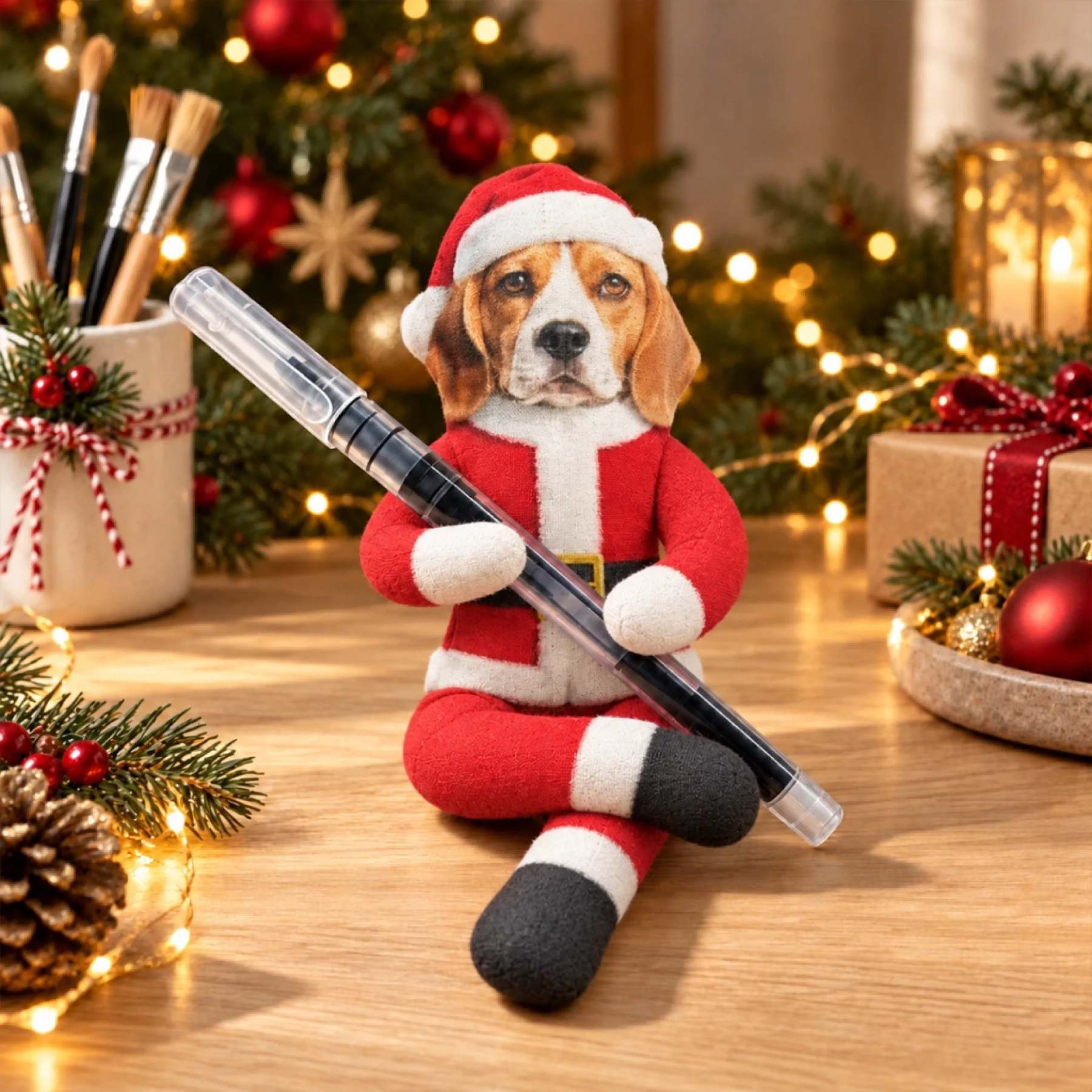 Custom Funny Pet Photo Christmas Plush Doll Gifts For Pet Lovers • My Merry Pup - Personalized Poseable Plush Doll