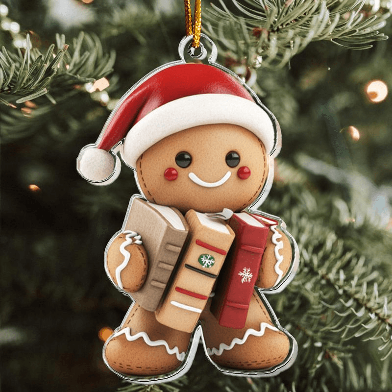 Gingerbread Personalized Acrylic Ornament - Christmas Gift For Book Lovers
