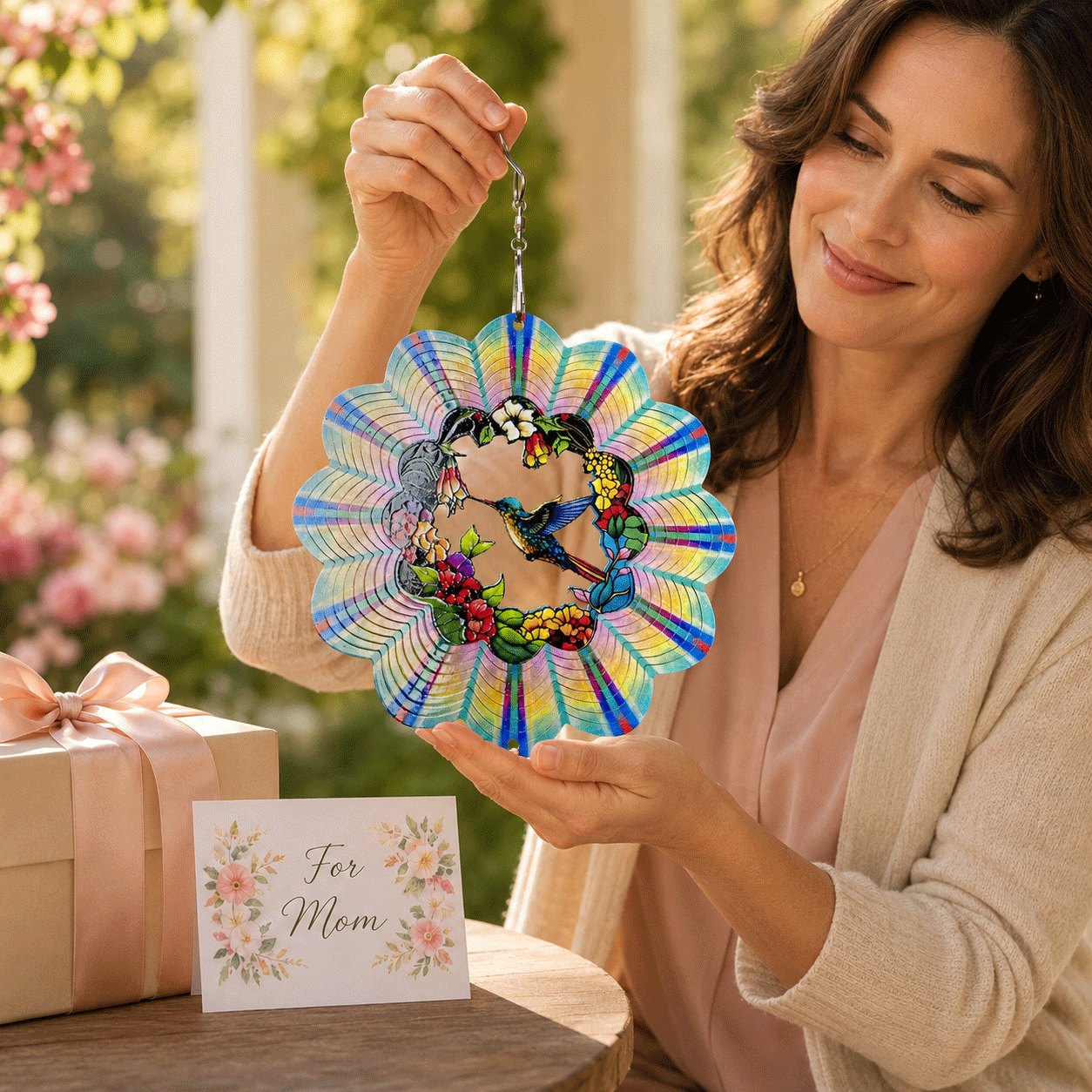 Hummingbird Wind Spinner – Rainbow Garden Hanging Ornament