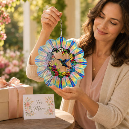 Hummingbird Wind Spinner – Rainbow Garden Hanging Ornament
