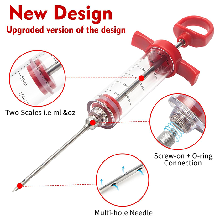 1-ounce plastic barbecue marinade syringe kit, syringe