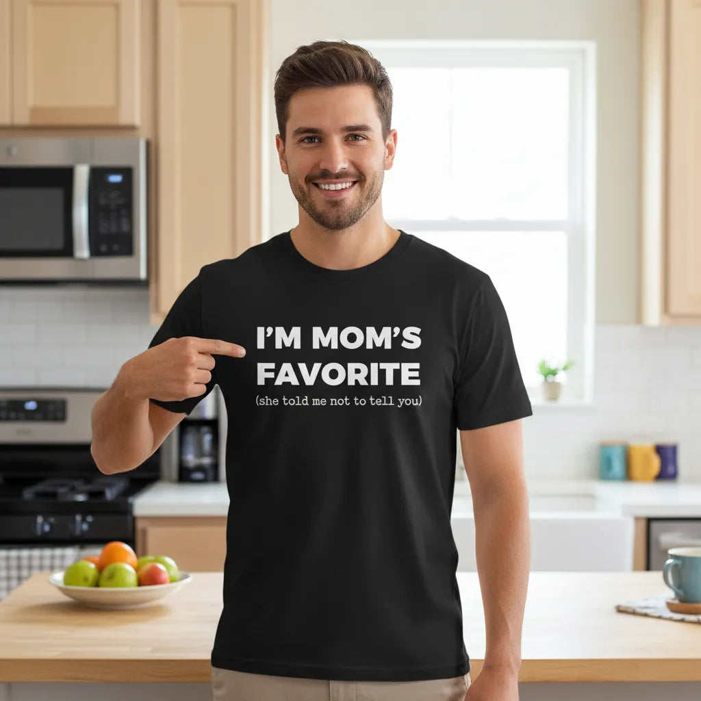 Funny Moms Favorite Son Daughter I'm Mom's Favorite T-Shirt Family Party Wear
