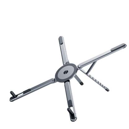Adjustable Aluminum Laptop Stand with Integrated Magnetic Phone Holder | Portable & Foldable Desktop Riser for Laptops and Tablets