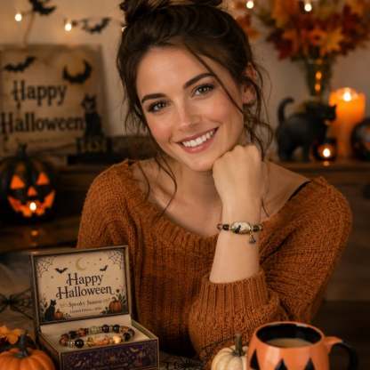 🔥LAST DAY 50% OFF👻Limited Edition 2026 Halloween Black Cat Pumpkin Beaded Bracelet Gift Set🎁