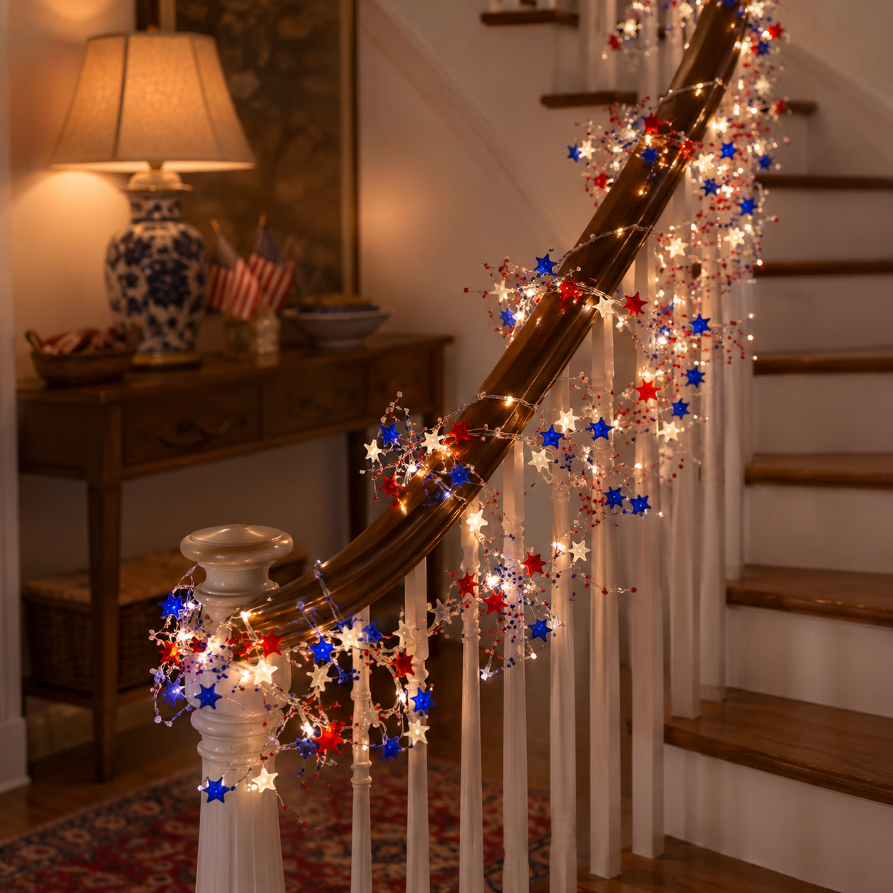 Fourth of July Garland Patriotic Lights