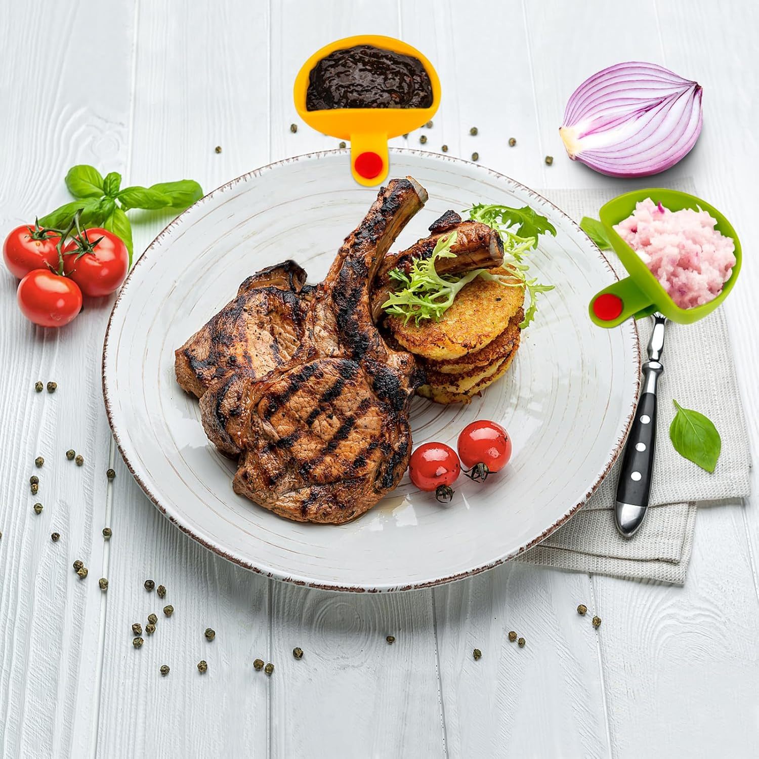 8-Pack Dip Clips for Plates Sets | Colorful Unbreakable Plastic Appetizer Platter Bowls | Party Snacking Tray