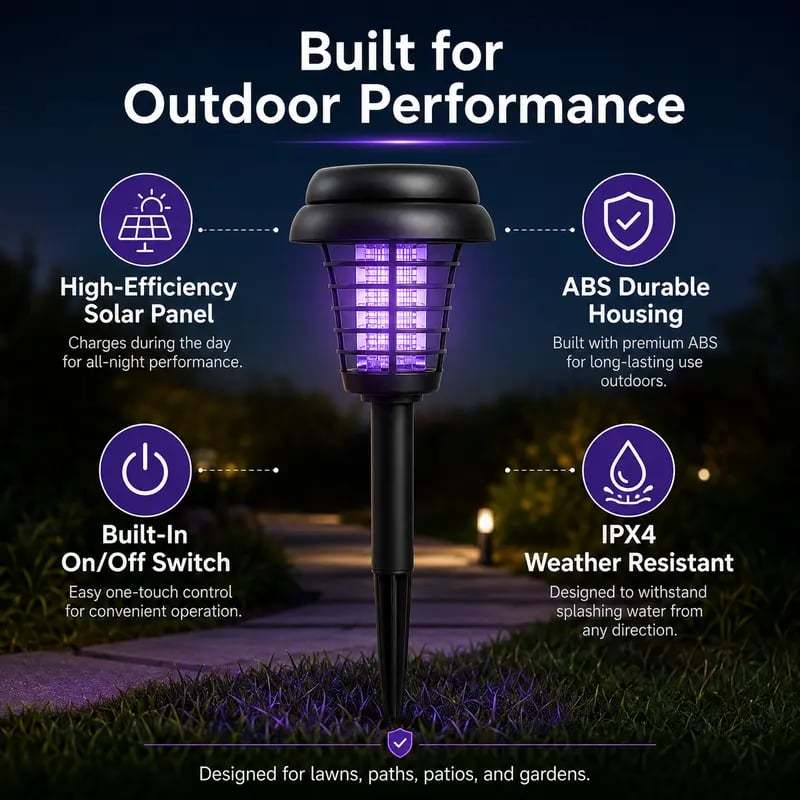 Solar Mosquito Zapper Light – Outdoor Garden Stake Lamp, UV Insect Killer & Solar Pathway Light