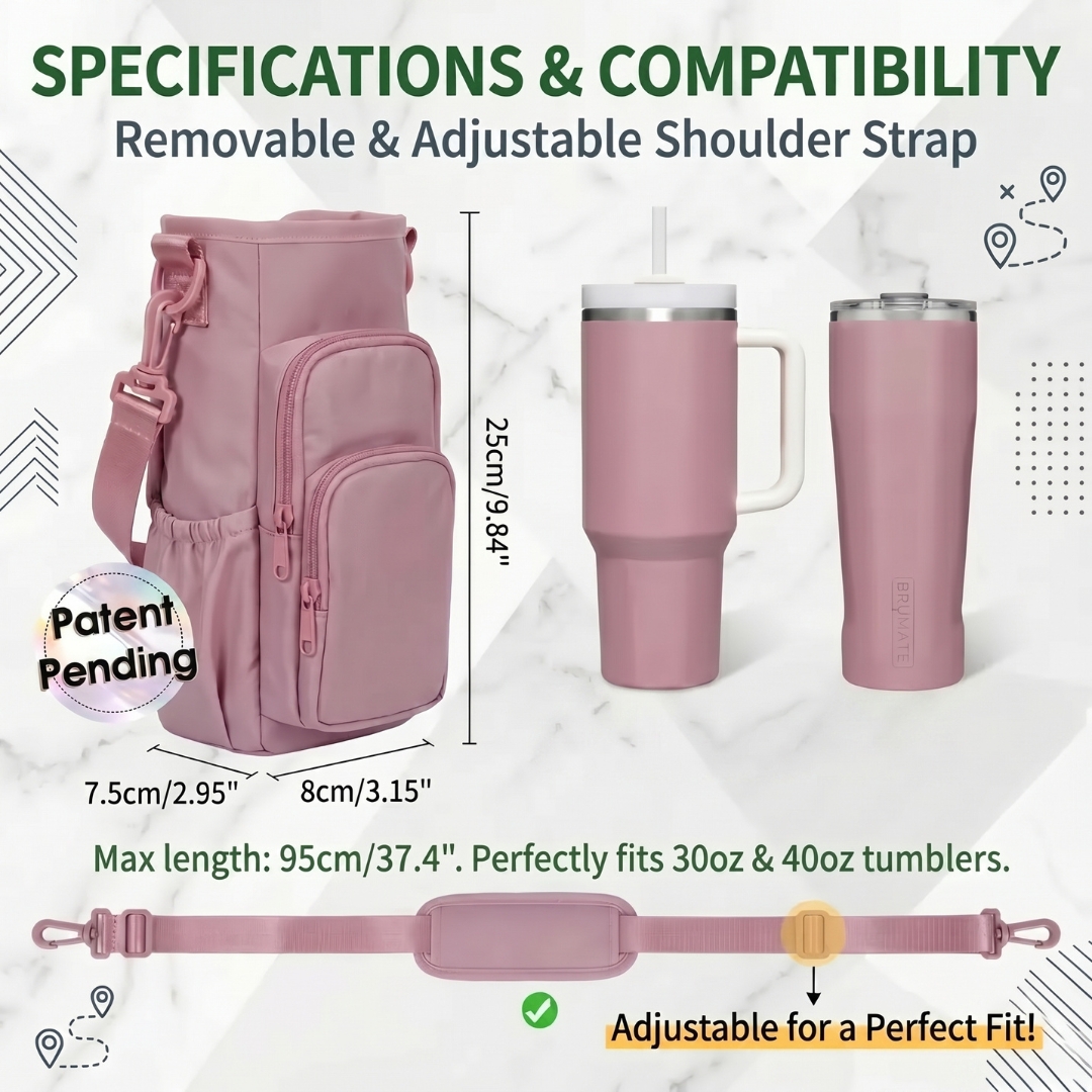 🎁Hot Sale Promotion 49% OFF🔥SportsNew 40oz Tumbler Water Bottle Carrier Bag – Durable, Convenient, Travel-Ready