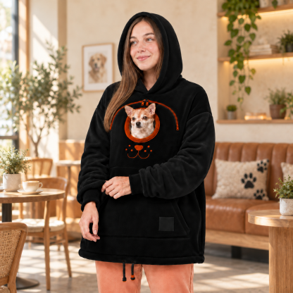 🐾 Cozy Fleece Pet Bonding Pouch Hoodie – Warm & Supportive Small Pet Carrier Clothing
